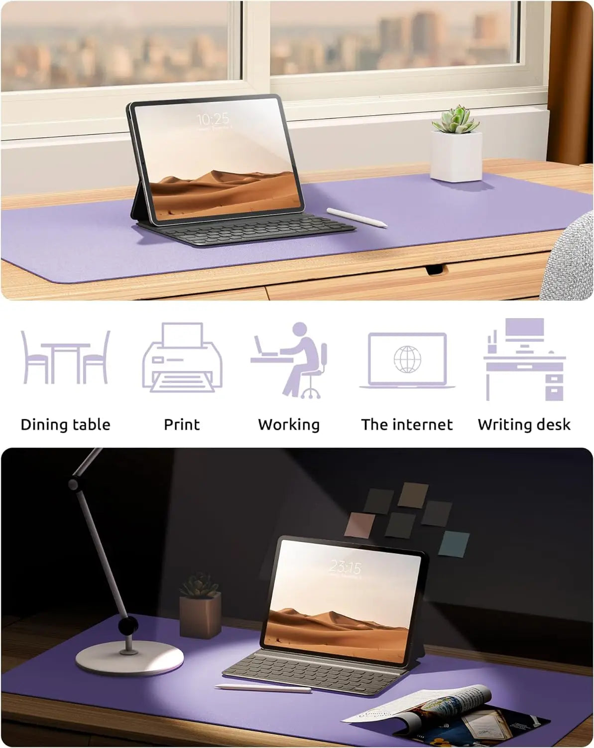 Leather Desk Pad Protector, Mouse Pad, Office Desk Mat, Waterproof  Non-Slip PU Desk Blotter, Computer Desk Pad for Women