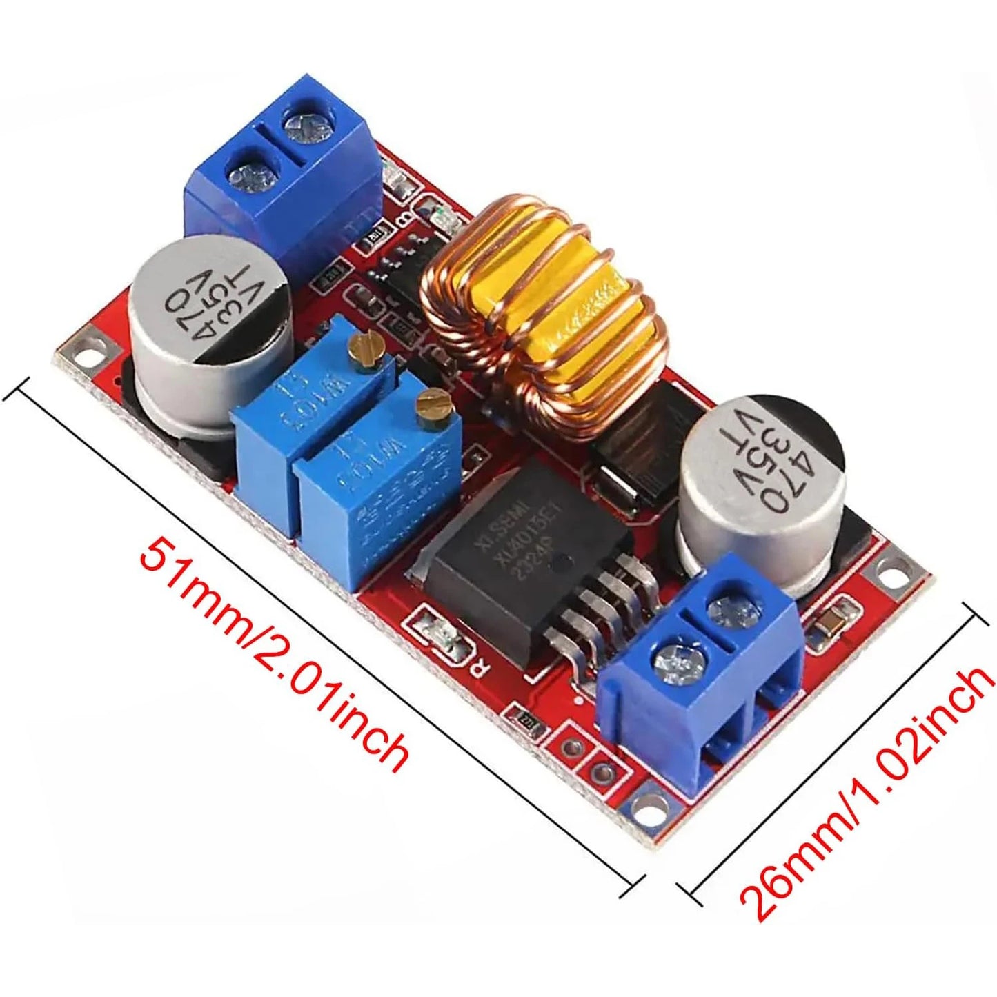 2Pcs XL4015 Max 5A DC-DC Adjustable Buck Converter 4-38V to 1.25-36V, High Power LED Constant Current Driver Module, DC to DC