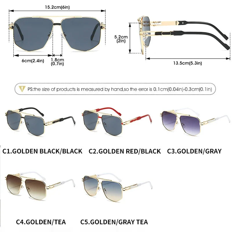 JNPCXI Fashion Double Bridges Square Sunglasses Women Men Retro Gradient Sun Glasses Shades UV400