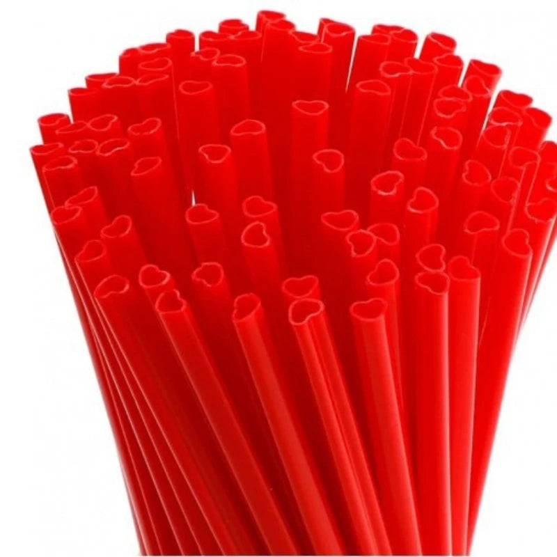 10/20/50pcs Heart Shaped Straws, Disposable Plastic Drinking Straws for Valentine's Day, Weddings, Birthdays, Bridal Showers