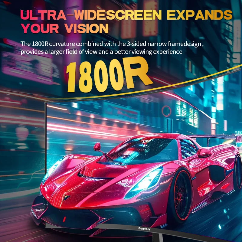 27"  Curved Gaming Monitor,144Hz/180Hz PC Monitor Full HD 1080P 1800R Display