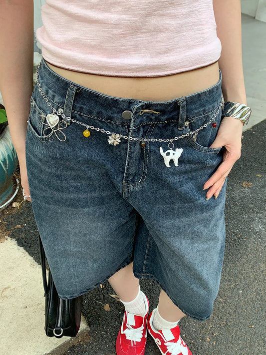 Original Design Small Cat Floral Waist Chain For Women Korean Style High-End Skirt Jeans Chain Decoration Versatile Belt