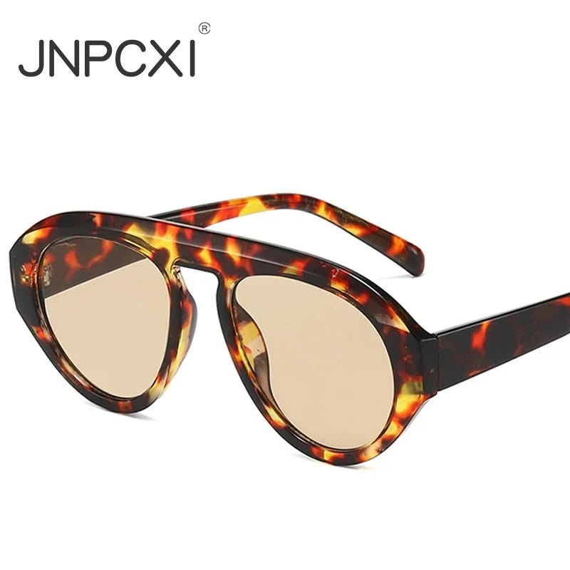 JNPCXI Retro Pilot Candy Colors Sunglasses Women UV400 Retro Trending Punk Outdoor Men Leopard Champagne Sun Glasses