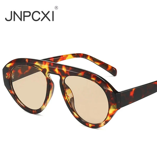 JNPCXI Retro Pilot Candy Colors Sunglasses Women UV400 Retro Trending Punk Outdoor Men Leopard Champagne Sun Glasses