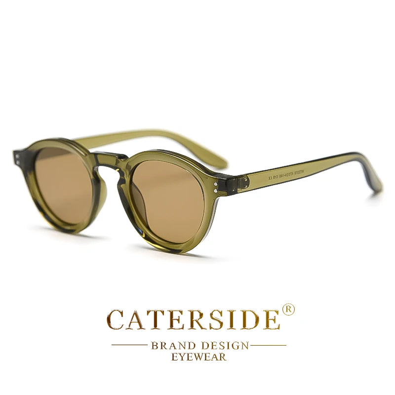 CATERSIDE Round Polarized Sunglasses Men Retro TR90 High-Quality TAC Lenses Sun Glasses Women Driving Fishing Eyewear Travel