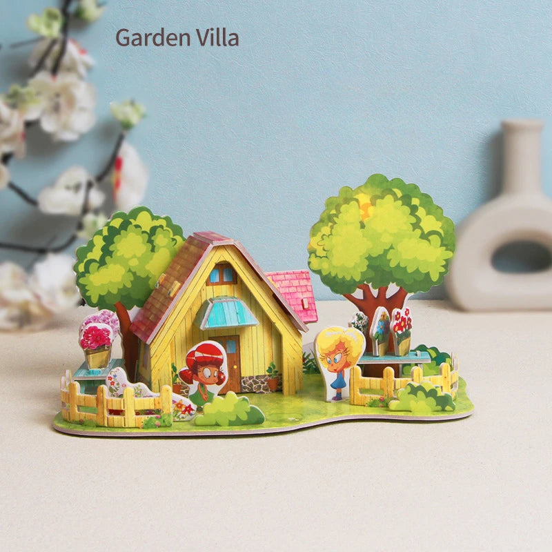 DIY Fidget Toys 3D Puzzle Paper House Kindergarten Early Education Puzzle Handmade Children's Elementary School Students