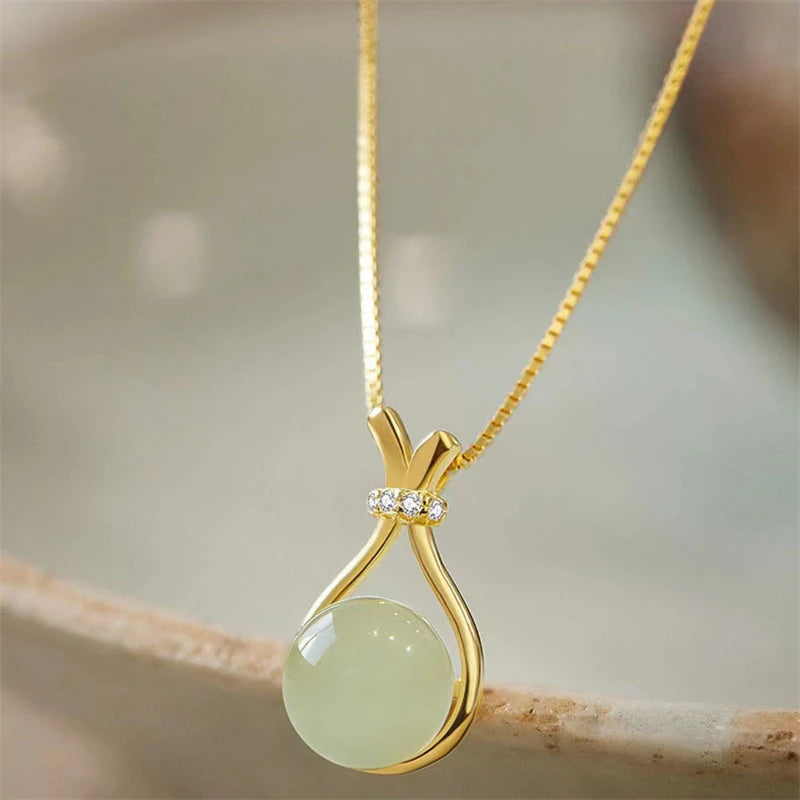 Fashion Classic Lucky Stone Blessing Bag Pendant Necklace for Women Sexy Simple Clavicle Chain Jewelry Valentine's Day Gift
