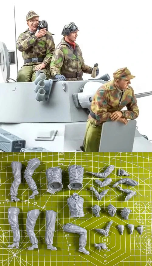 1: 16 Die-casting Resin Model Assembly Toy Tank Soldier 3 People Unpainted State