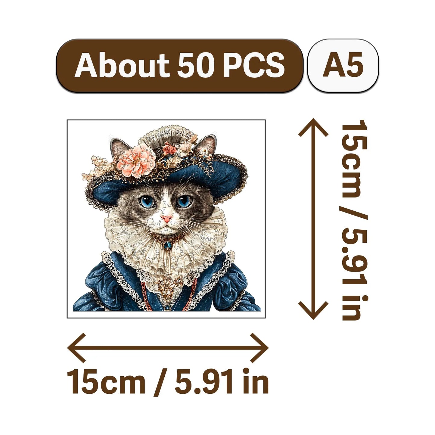 Retro Cat Portrait Wooden Jigsaw Puzzles Classic Home Decor Christmas and Halloween Gift Toy For Teen And Kid