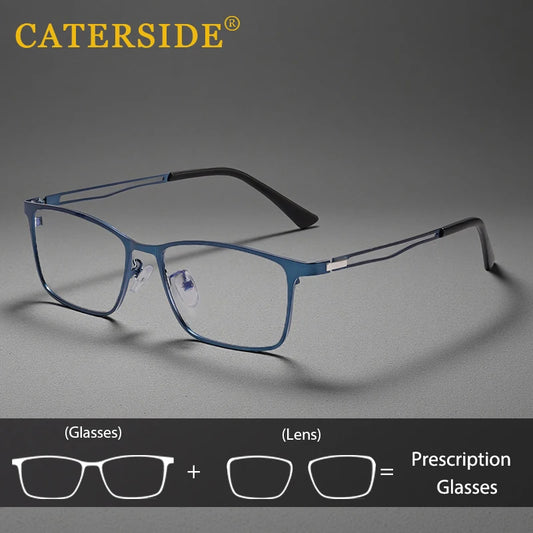 CATERSIDE Retro Square Men's Reading Glasses Design Sense Anti Blue Light Glasses Optical Lenses with Recipe Woman's Eyeglasses