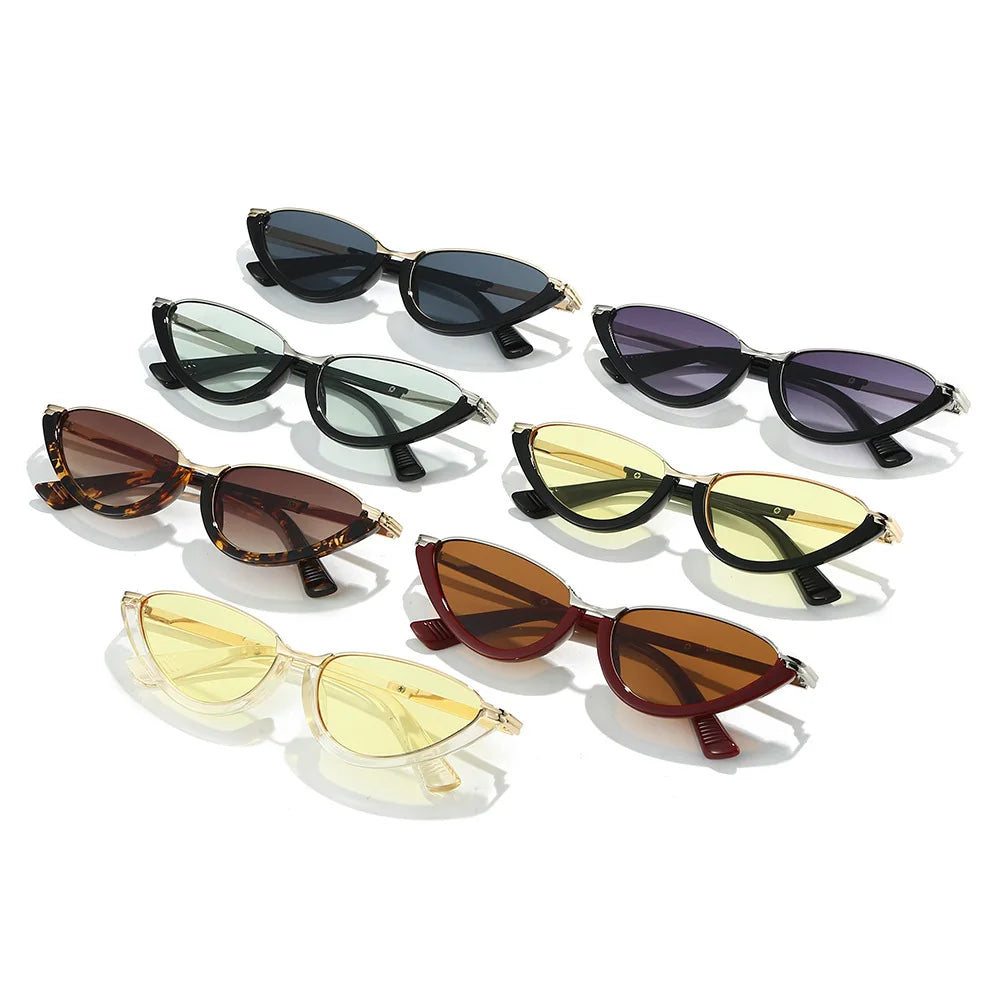 JNPCXI Retro Small Cat Eye Women Sunglasses Fashion Clear Ocean Lens Shades UV400 Men Trending Punk Gradient Sun Glasses