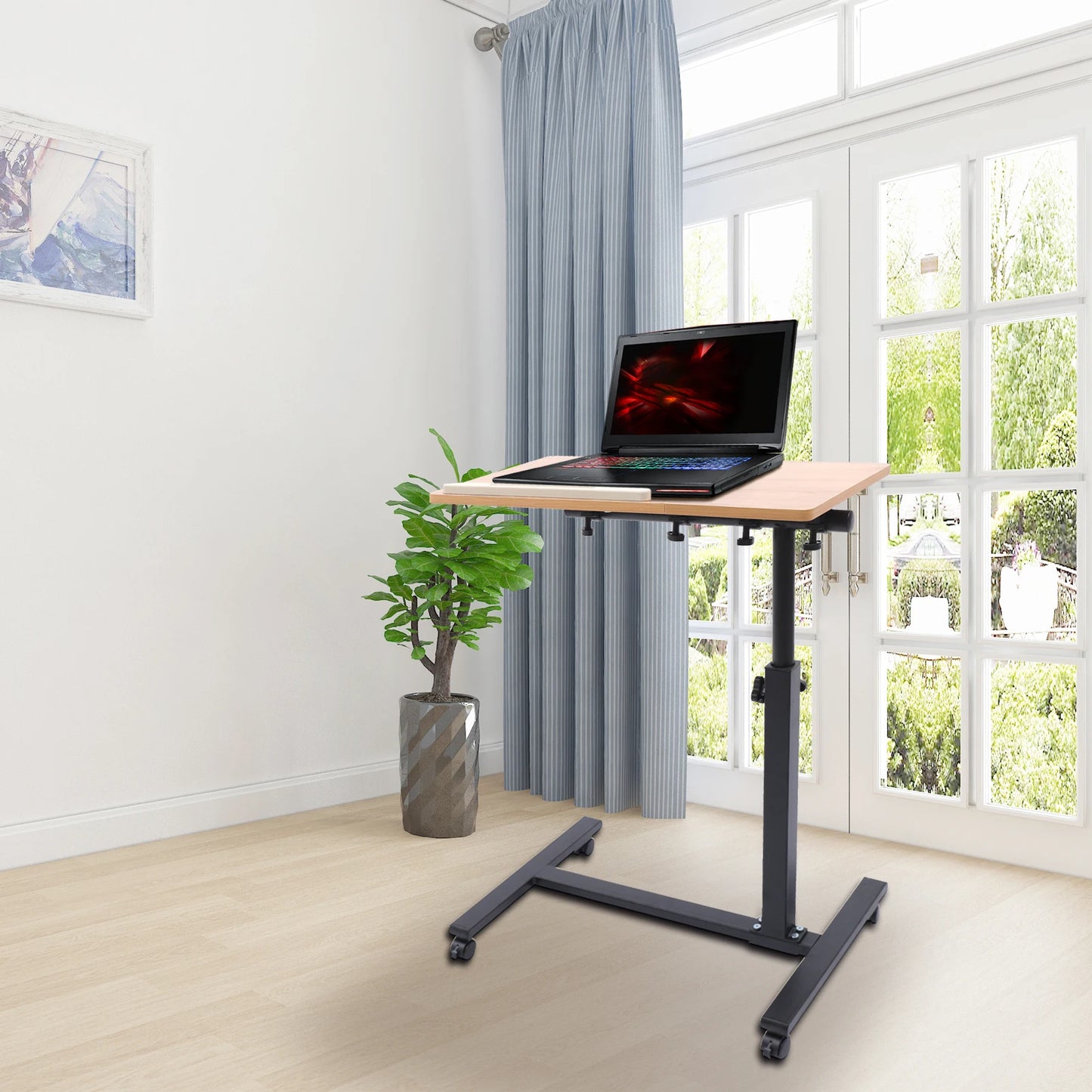 Home Office Laptop Desk Rolling Adjustable 360° Rotation Computer Mobile Stand