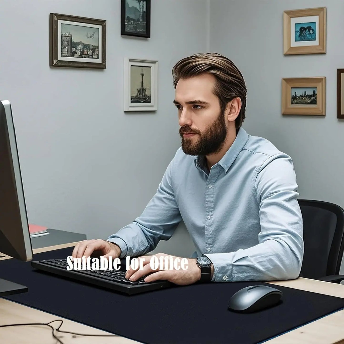 Large Gaming Mouse Pads, XLComputer Desk Matt for Desktop Keyboard and Mouse Office Desk Pad Protector Mats, Black Mouse pad