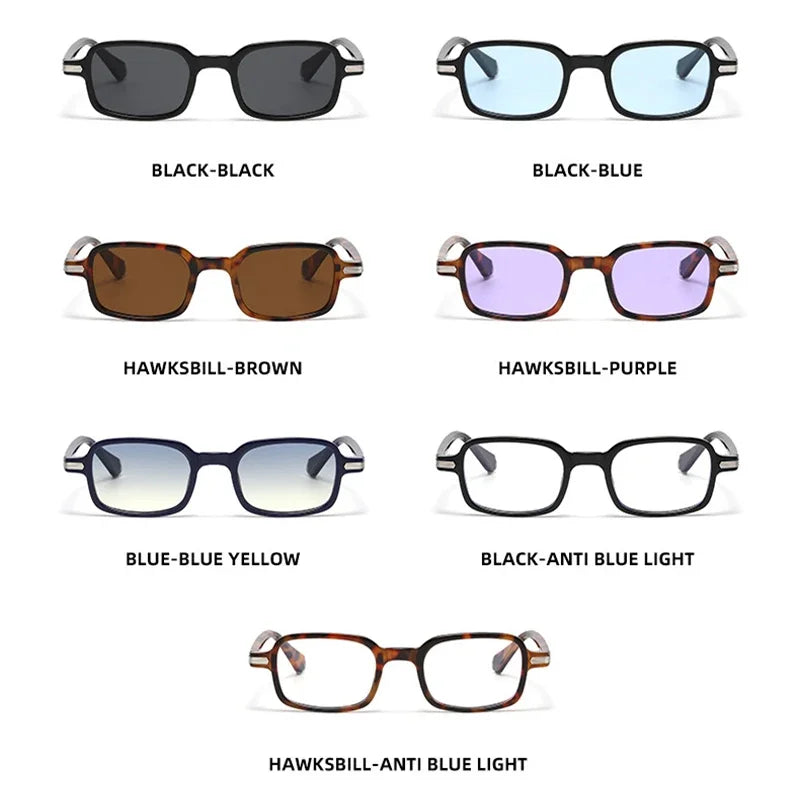 JNPCXI New Retro Rectangle Women Sunglasses Fashion Clear Ocean Gradient Lens Shades UV400 Men Trending Rivets Sun Glasses