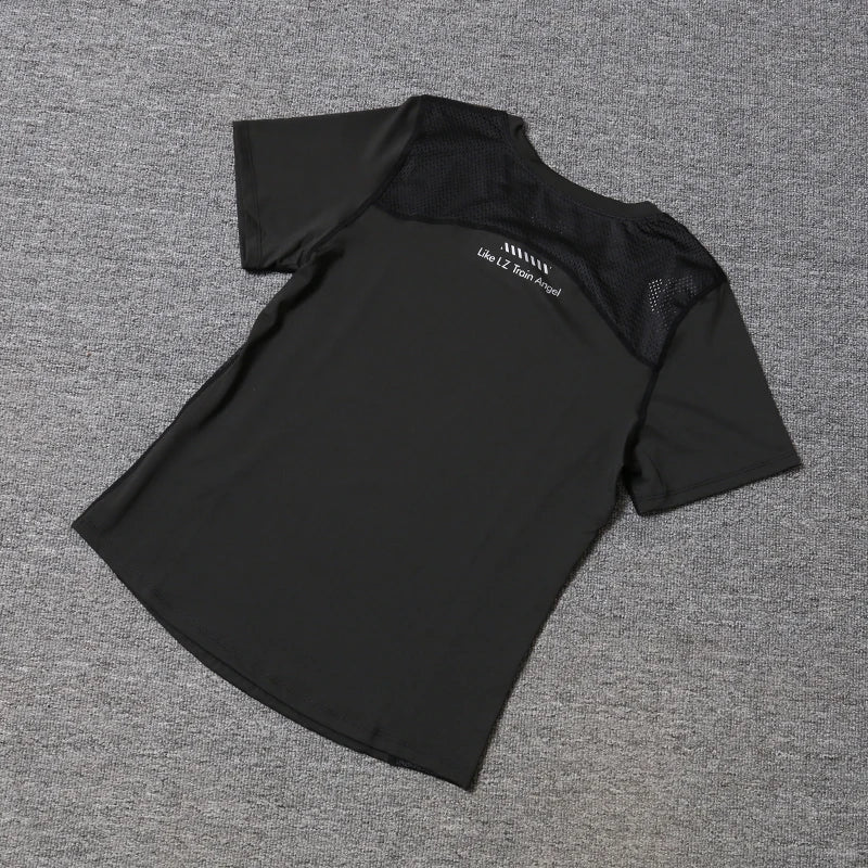 2024 Women Sports T-shirt Yoga Short Sleeve Top with Side Mesh Running Gym Sportswear Girls Fitness Yoga Top