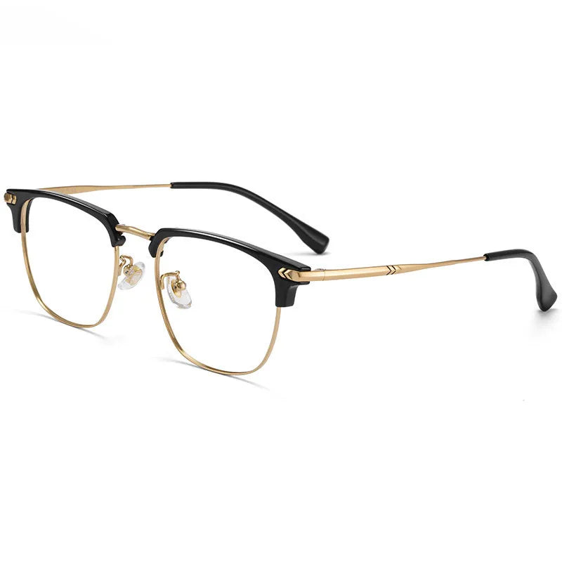 Classic Business Half Frame Glasses for Men with Rugged and Handsome Technology, Anti Blue Light Business Eyebrow