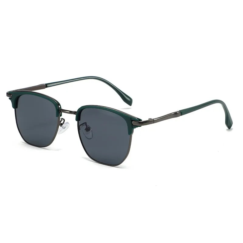 Elegant Business Square Eyeglasses Retro Rivet Metal Frame Trendy Street Eyewear