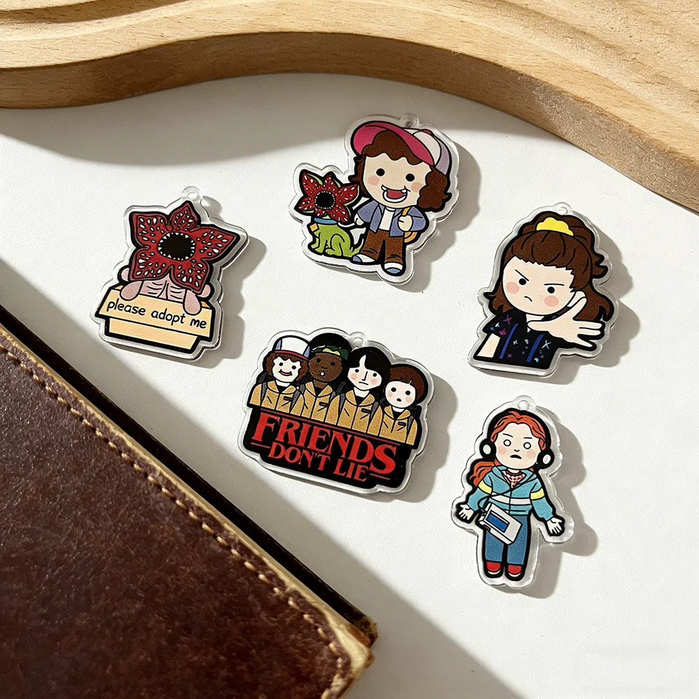 5PCS/Set King Demogorgon Cannibal Flower Acrylic Charms - Cute Horror Pendant for DIY Jewelry Making