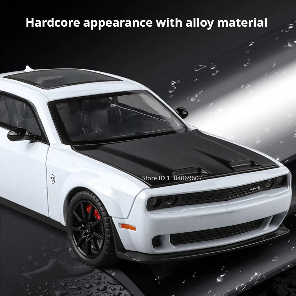 1:24 Hellcat Viper Miniature Sports Car Alloy Diecast Model Toys Front Wheel Steering Sound Light Pull Back Vehices Collectibles