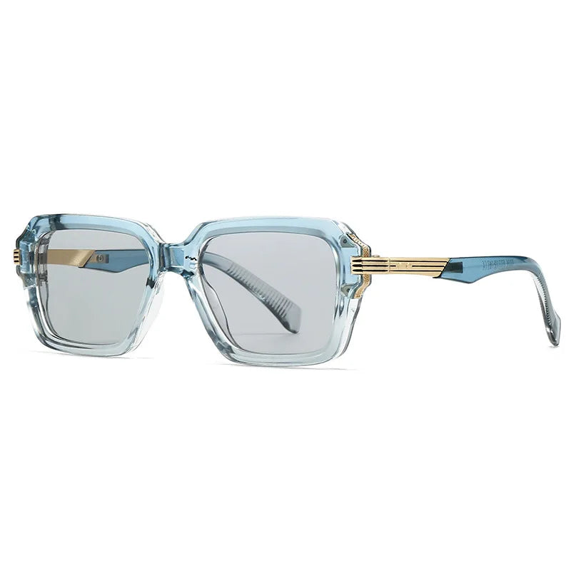 JNPCXI Retro Square Men Double Color Sunglasses Fashion Rivets Women Blue Gradient Shades UV400 Trending Punk Sun Glasses
