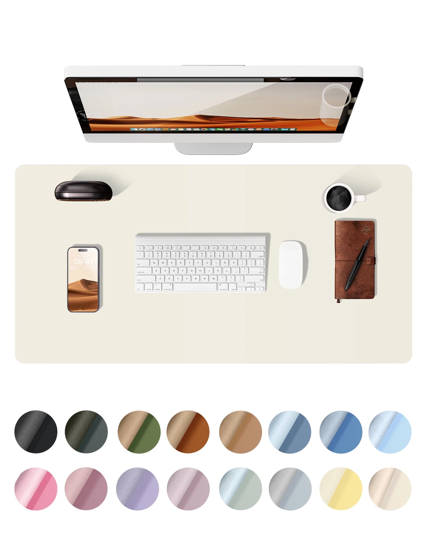 Large Size Leather Desk Pad Protector, Office Desk Mat, Large Mouse Pad, Non-Slip PU Leather Desk Blotter, Laptop Desk Pad