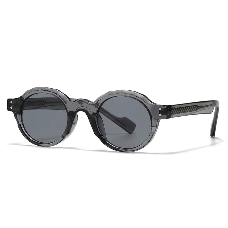 JNPCXI New Fashion Acetate Round Rivets Men Punk Sunglasses Wine Red Shades UV400 Retro Women Trending Sun Glasses