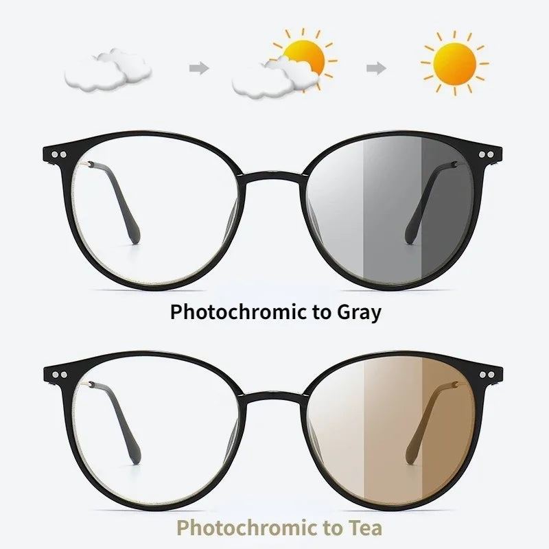 2PCS Photochromic Anti Radiation Metal Computer Glasses Anti Blue Light Eyeglasses for Women/Men
