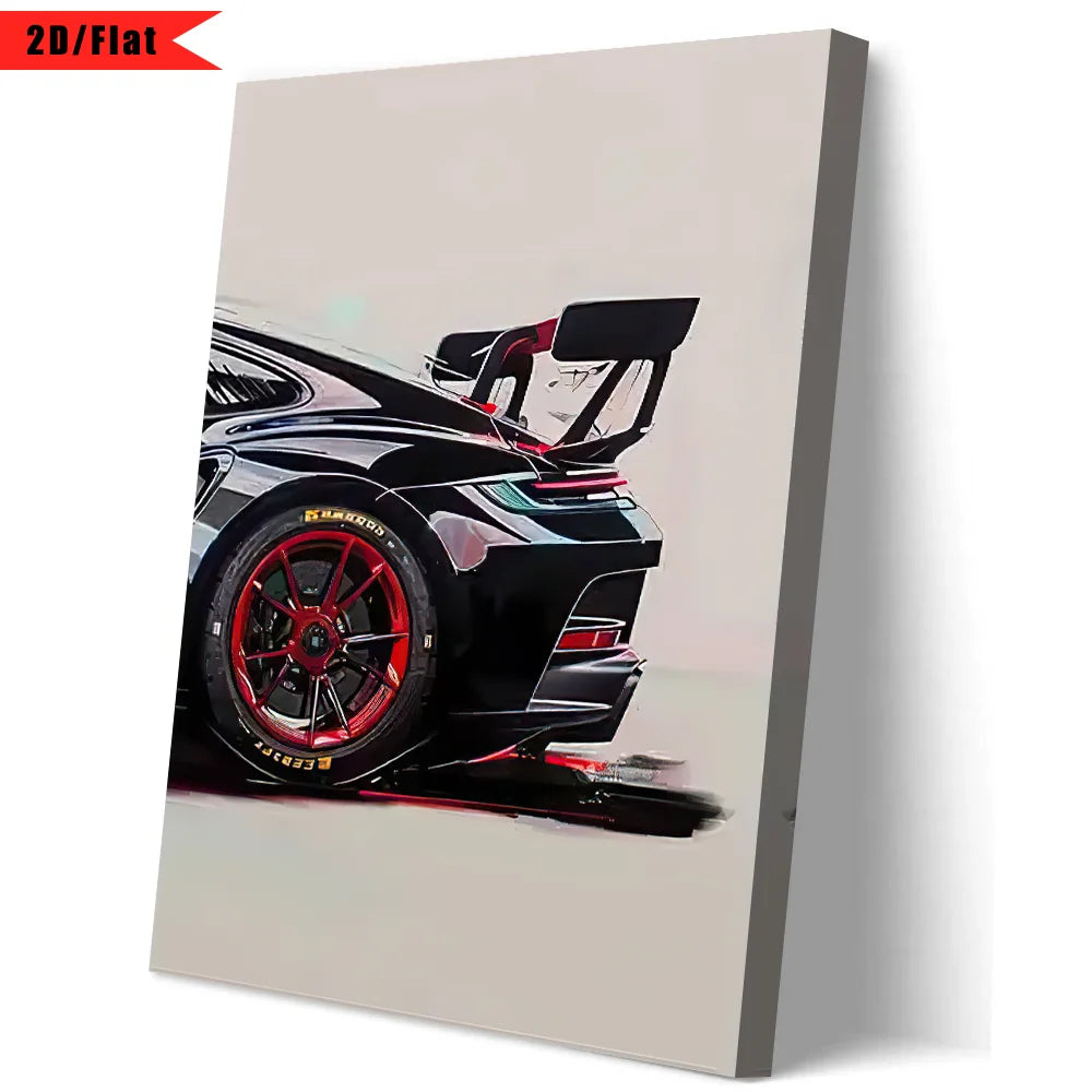 Popular Super Sports Car GT3 RS Graffiti Wall Art, HD Canvas Poster, Home Decor