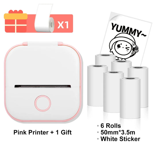 Pink T02 Mini Portable Bluetooth Thermal Printer T02 Sticker Photo Maker Machine