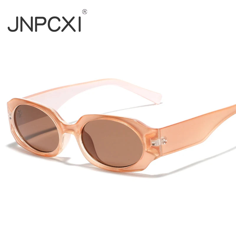 JNPCXI New Small Rectangle Sunglasses Women Champagne Shades UV400 Fashion Men Punk Sun Glasses