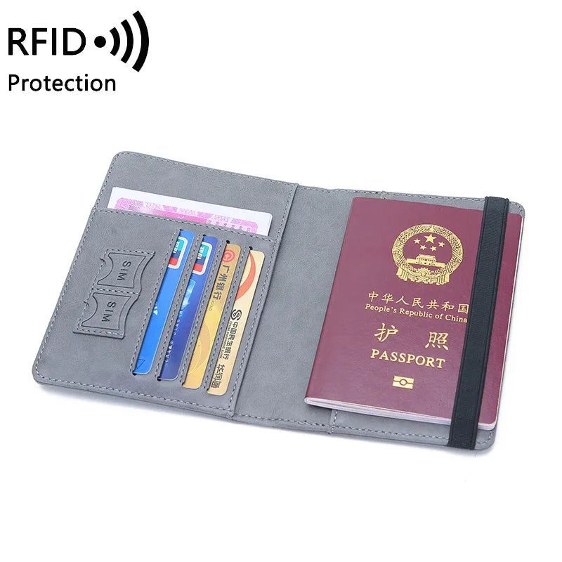 Women Men Travel Passport Holdr Cover Case RFID PU Leather Card ID Secure Wallet