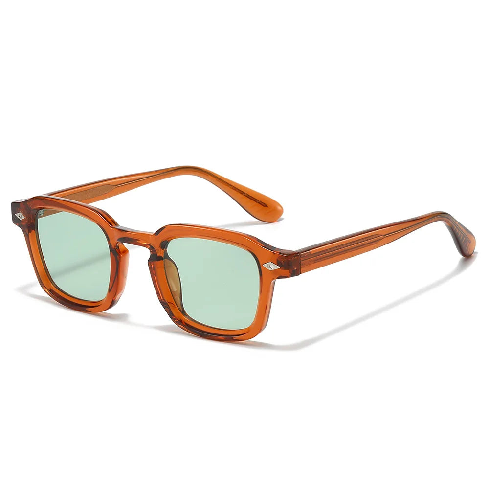 JNPCXI New TR90 Square Candy Color Women Sunglasses Retro Rivets Men Trending Tea Sun Glasses Shades UV400