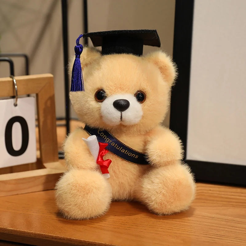 18cm Cute Doctor Cap Bear Doll Clothes Bear Stuffed Animals Plush Toys Boys Girls Students Graduation Gift Home Decoration