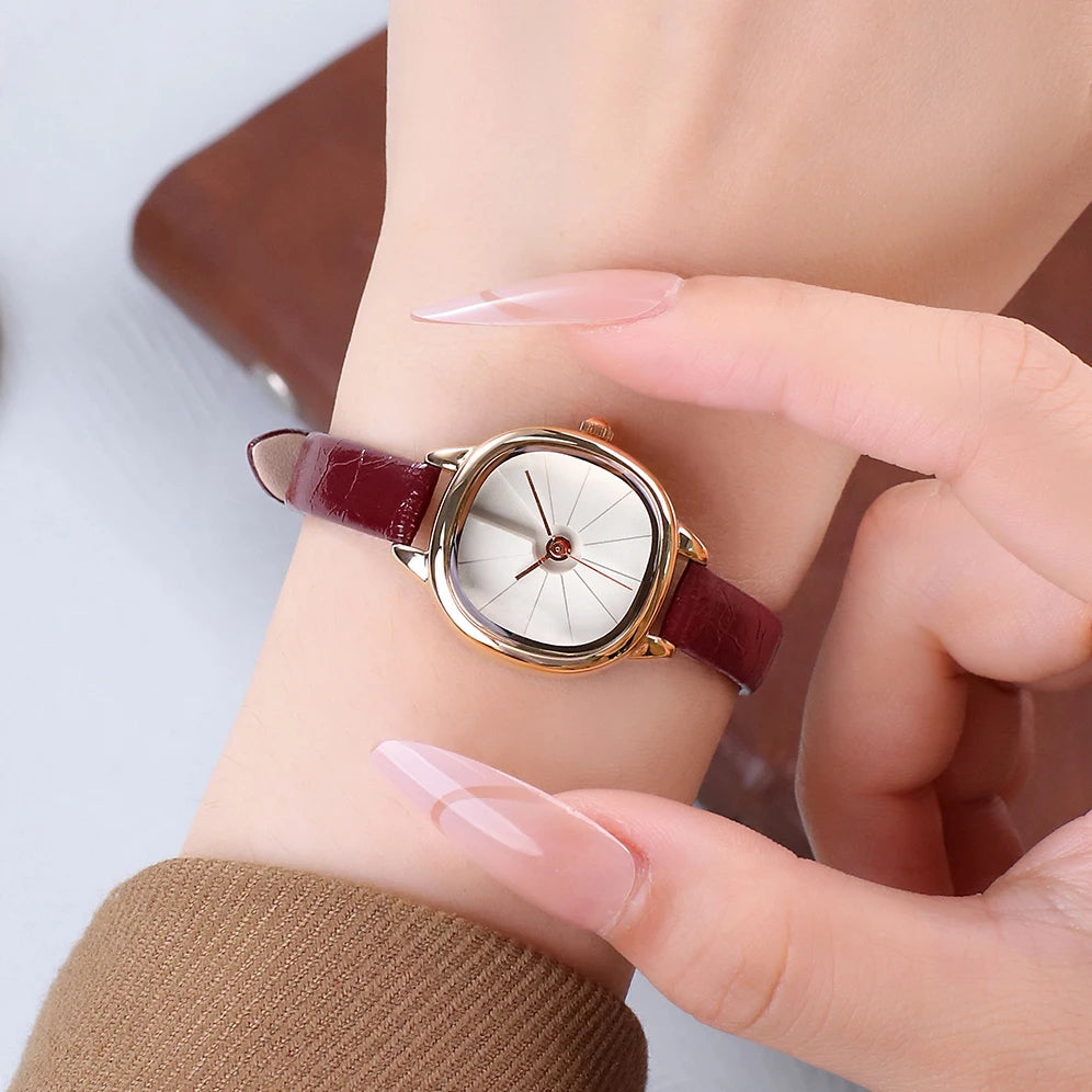 GEDI Vintage Watch Woman Fashion Microfiber Leather Strap Quartz Watches Waterproof Elegant Temperament Niche Women Gifts
