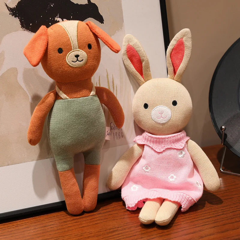 1pc 30cm Cute Rabbit Wear Cloth With Dress Plush Toy Stuffed Soft Animal Dolls Panda Cat Dog For Baby Birthday Gift