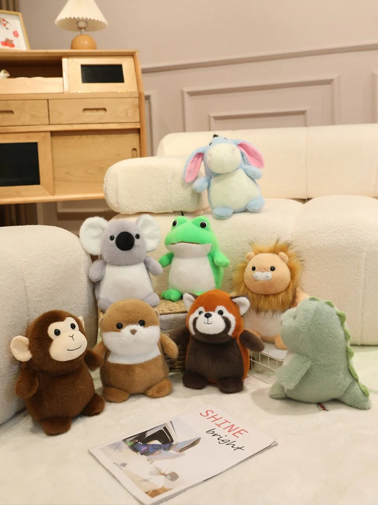 22CM Kawaii Cartoon Forest Animal Koala Hippopotamus Monkey Stuffed Animal Plush Toy Children's Raccoon Fox Handmade Doll Gift