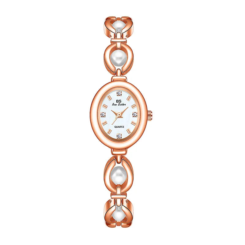 Luxury Brand Watches For Women Fashion Pearl Bracelet Quartz Watch Ladies Dress Wristwatches Elegant Clock