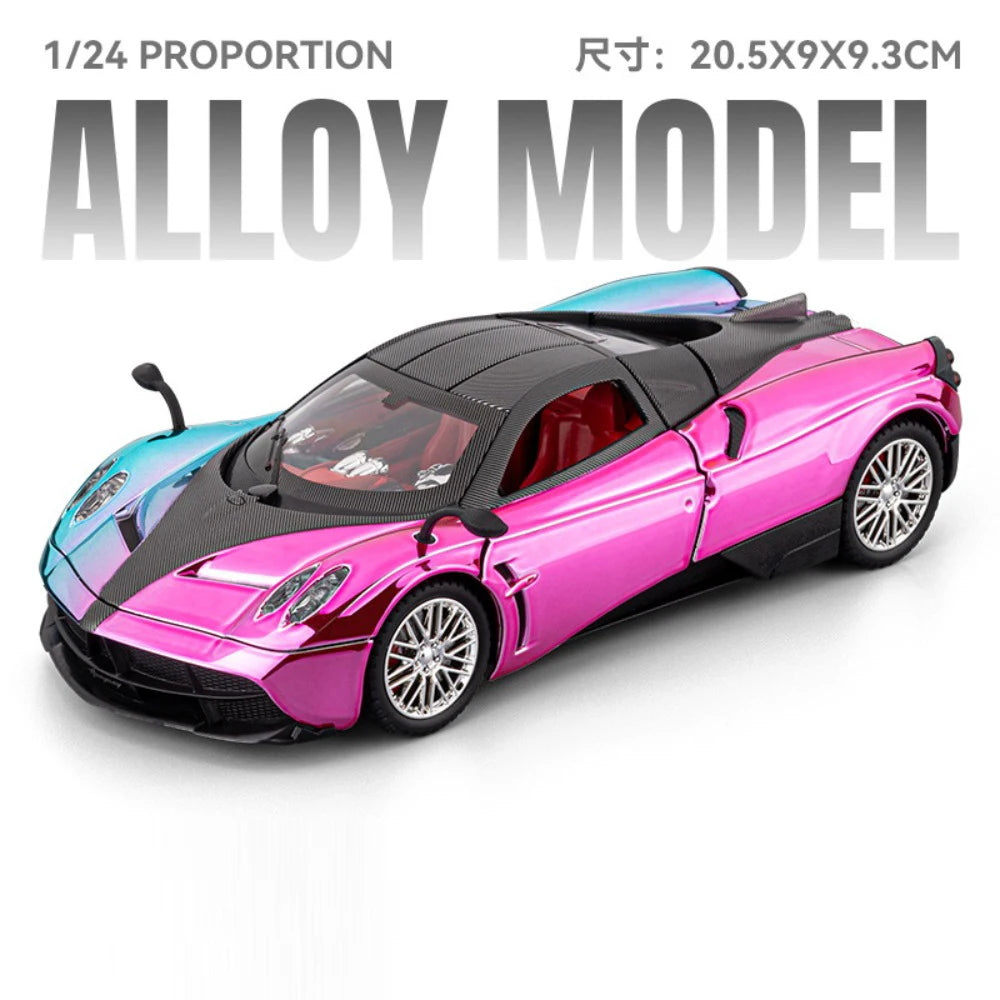 1:24 MC20 PAGANI Huayra Alloy Supercar Model Diecast Toys Four Wheel Suspension Sound Light Pull Back Vehice Children's Day Gift