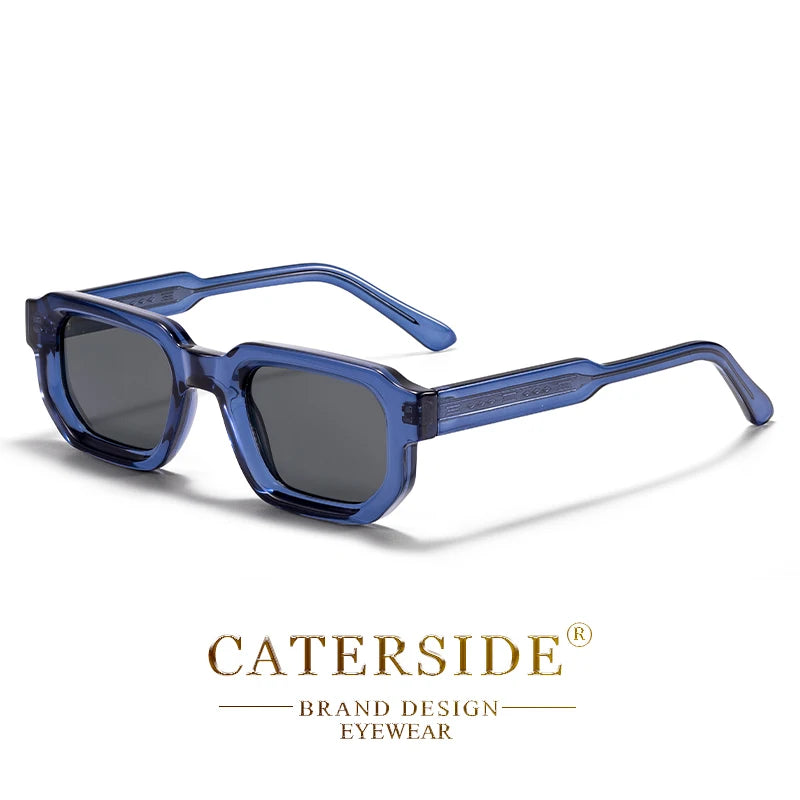 CATERSIDE New Vintage Punk Men Sunglasses Small Frame Gradient Lens Sun Glasses for Summer Beach Party Ideal Choice for Gifts