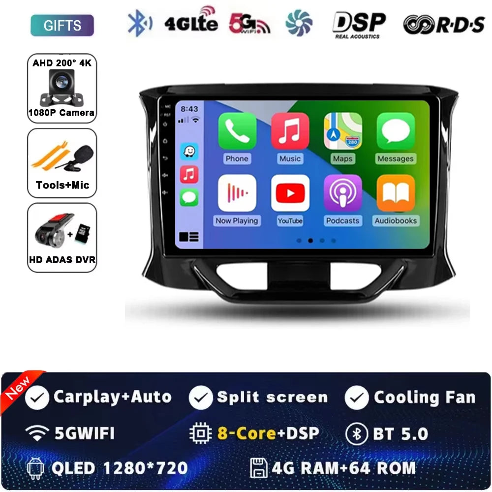 For LADA Xray X ray 2015 - 2019 Android 15 Car Radio GPS Navigation QLED Carplay Auto Multimedia Stereo Player BT