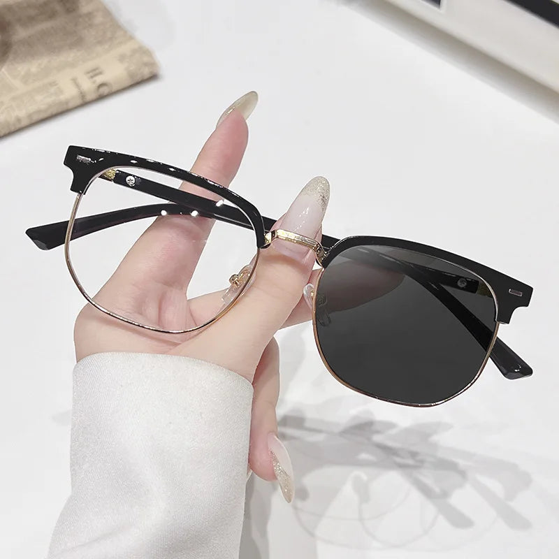Photochromic Anti Radiation Glasses Eyeglass Eyeglasses for Woman Men Vintage Eyebrow Frame Glasses Fashion Eyewear