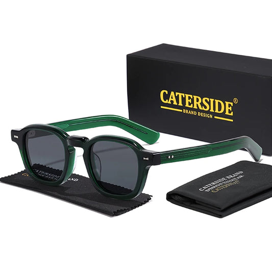 CATERSIDE Fashion Acetate Round Sunglasses Men Small Frame High-Quality Frame Sun Glasses Women Party Travel Outdoor Glasses