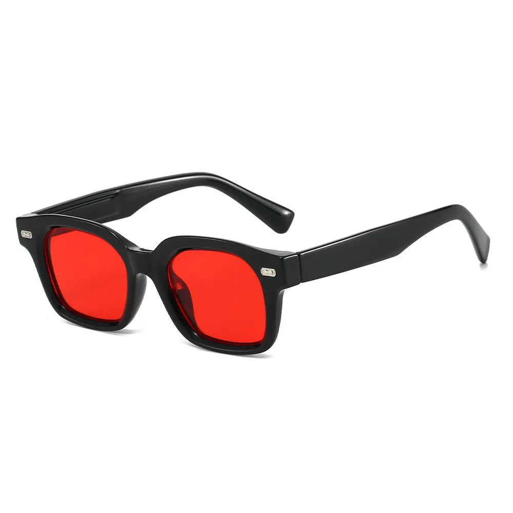 JNPCXI New Square Sunglasses Women Fashion Black Blue Shades UV400 Retro Rivets Men Clear Anti Blue Light Glasses Frame