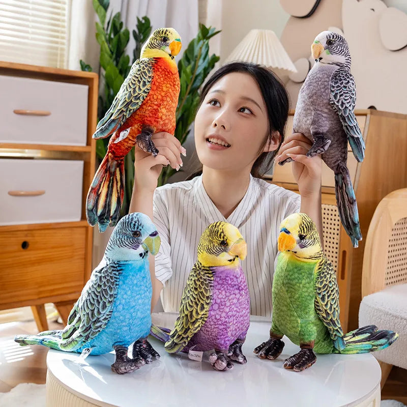 23cm Cute Lifelike Parrot Printed Animals Delicate Toy Pet Bird Bright Colour Plush Doll Zoo Souvenir Party Photo Props