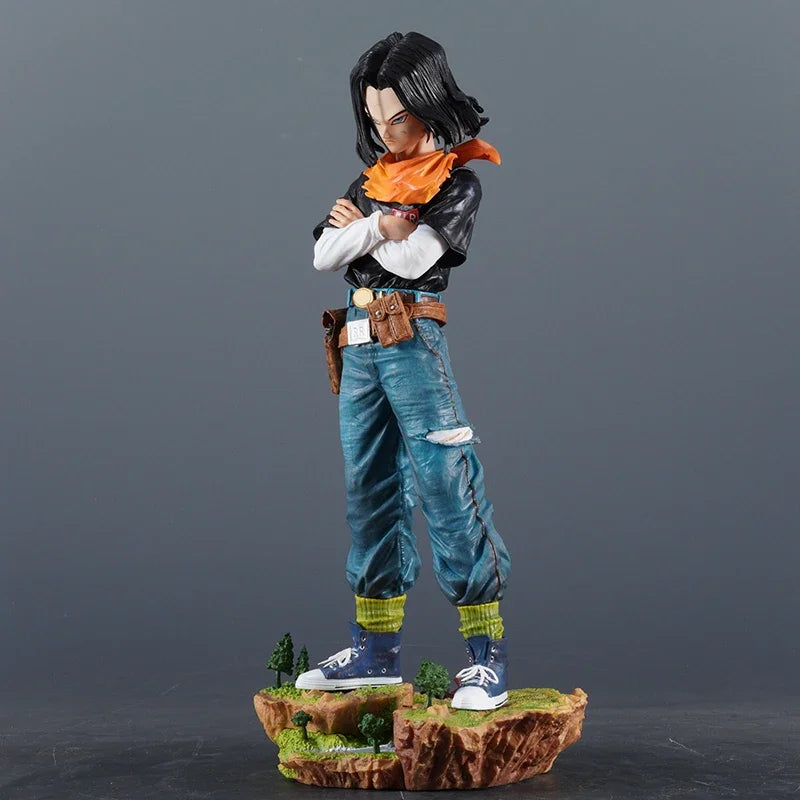 11.4" Dragon Ball Z Anime Black Pearl Android 17 PVC Model Statue Collection