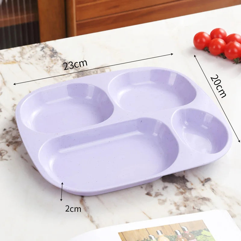 1pc 4 Grids Plastic Individual Plate,Reusable Healthy Diet And Weight Loss Divider Plate Ideal,for Home Camping Dorms Cafeterias