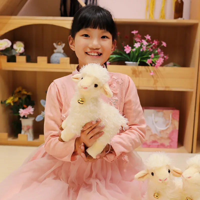 Hot Sale Lovely Gentle Golden Bell Baby Lamb Plush Toys Lifelike Fluffy Standing Lamb Doll Pretty Appease Doll For Children