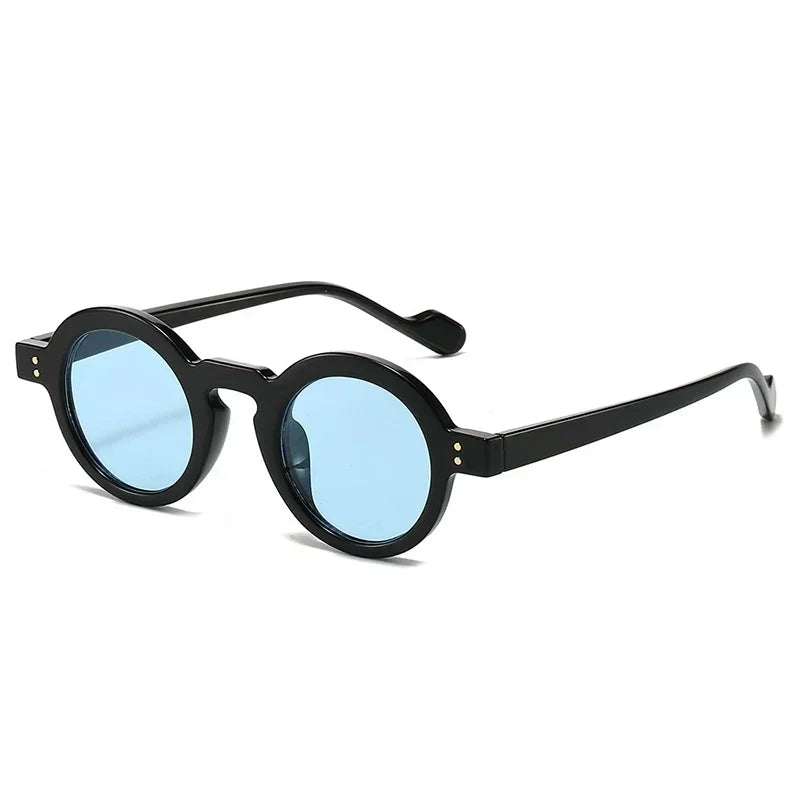 JNPCXI Retro Small Round Sunglasses Women Fashion Clear Ocean Lens Shades UV400 Men Rivets Trending Punk Sun Glasses