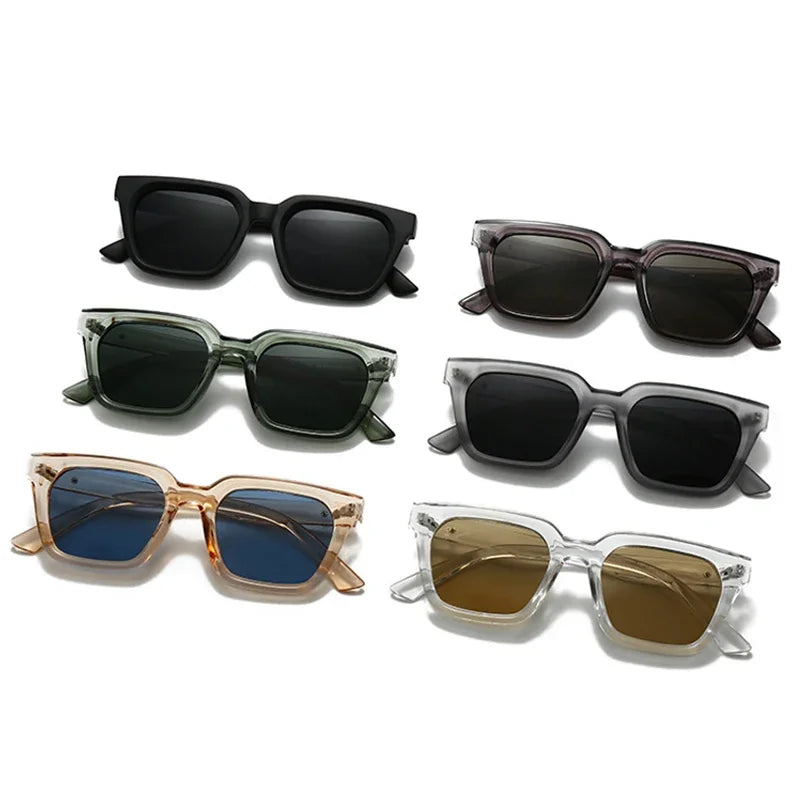 JNPCXI Fashion Square Sunglasses Women Shades UV400 Retro Tea Blue Men Trending Sun Glasses