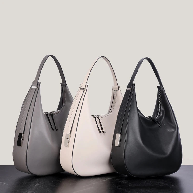 2026 new women's Retro Waxed Genuine Leather Tote Bag Female large capacity Underarm Shoulder Bag Designer Luxury Brand Handbag